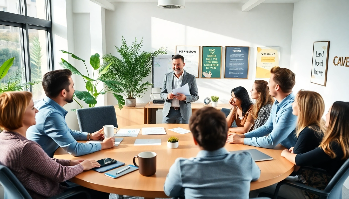 Empowered entrepreneurs engage in a business coaching service session for enhanced growth.