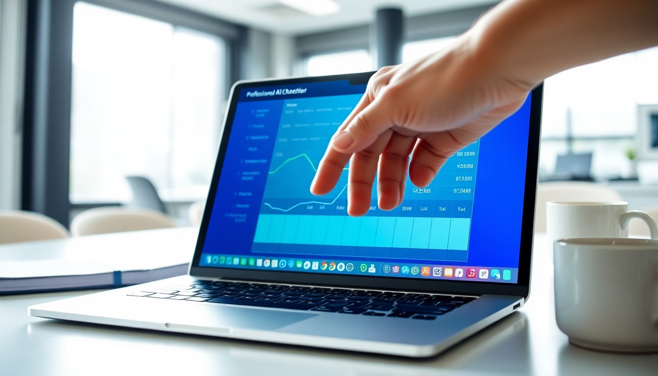AI checker interface displayed on a laptop, showcasing advanced technology features.
