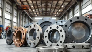 Showcasing industrial flanges in diverse materials and sizes for optimal engineering solutions.
