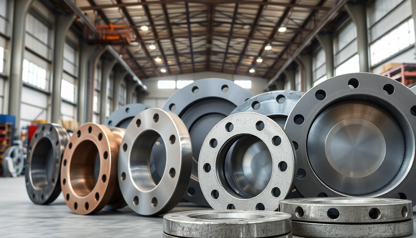 Showcasing industrial flanges in diverse materials and sizes for optimal engineering solutions.