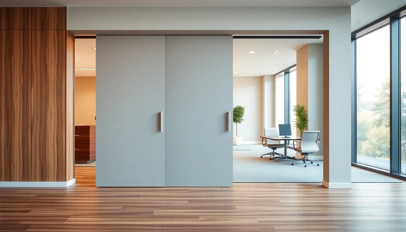 Enhance your space with a sleek sliding partition wall showcasing modern interior design.