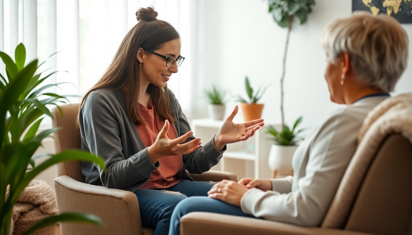 A compassionate attachment theory specialist supporting a client in a peaceful therapy session.