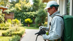 Engaging pest control service technician treating a home environment with expertise.