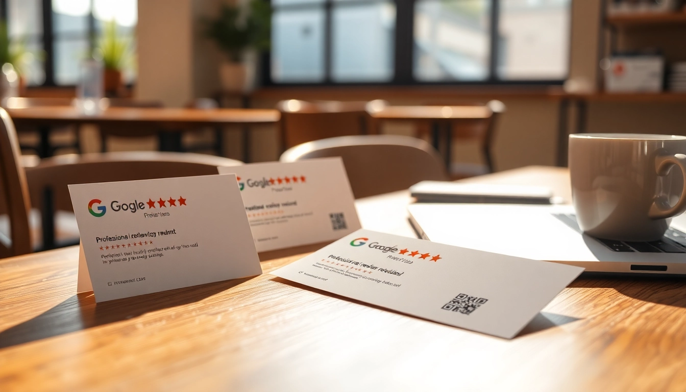 Engaging display of reviewcardsgoogle with clear QR codes on beautifully designed cards.