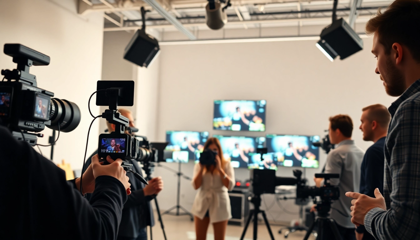 Collaborative team producing creative projects in edmonton production companies studio