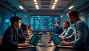 Effektives pentesting durch ein Team von Cybersicherheitsexperten in einem modernen Büro.