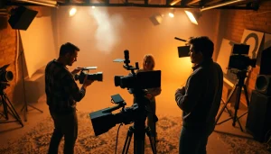 Engaging 홍보영상제작 scene featuring dedicated filmmakers creating high-quality promotional videos.
