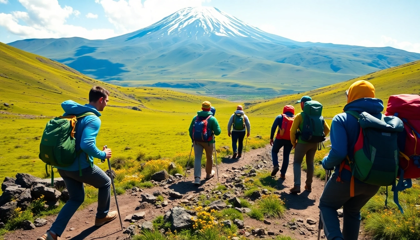Participants in Kilimanjaro Climbing Groups navigating scenic routes near Mount Kilimanjaro.