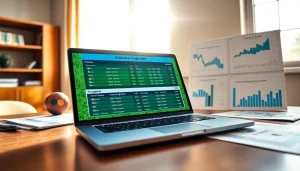 Engaging view of a Solid Football prediction site on a laptop with analytics graphs.