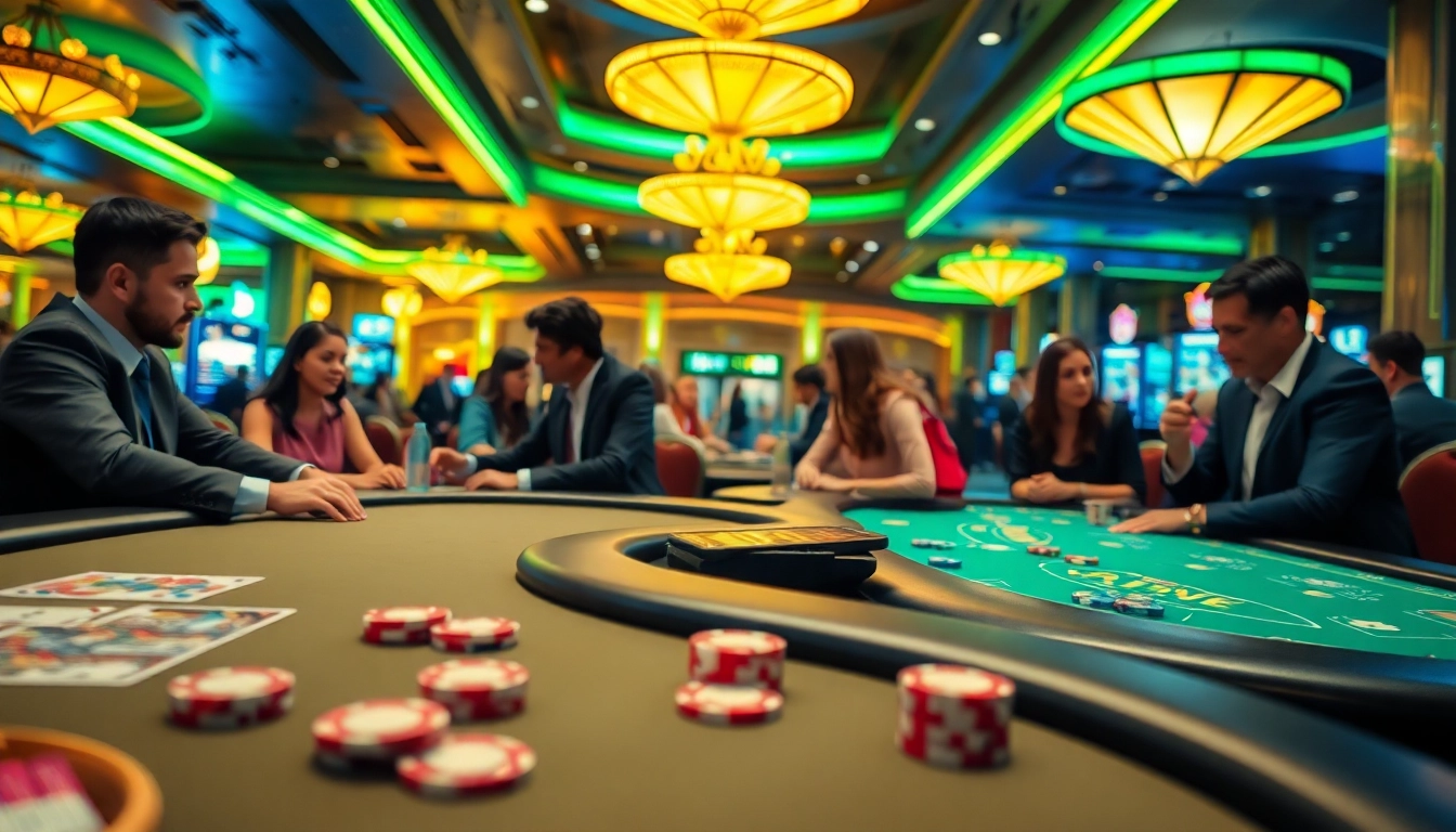 Experience the excitement at a Trusted Online Casino Malaysia 2025 with vibrant gaming tables and diverse players.