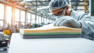 Showcase epoxy prepregs being handled in a high-tech manufacturing setting.