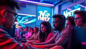 Menampilkan momen seru saat bermain net77 game dengan pemain yang fokus dan bersemangat.