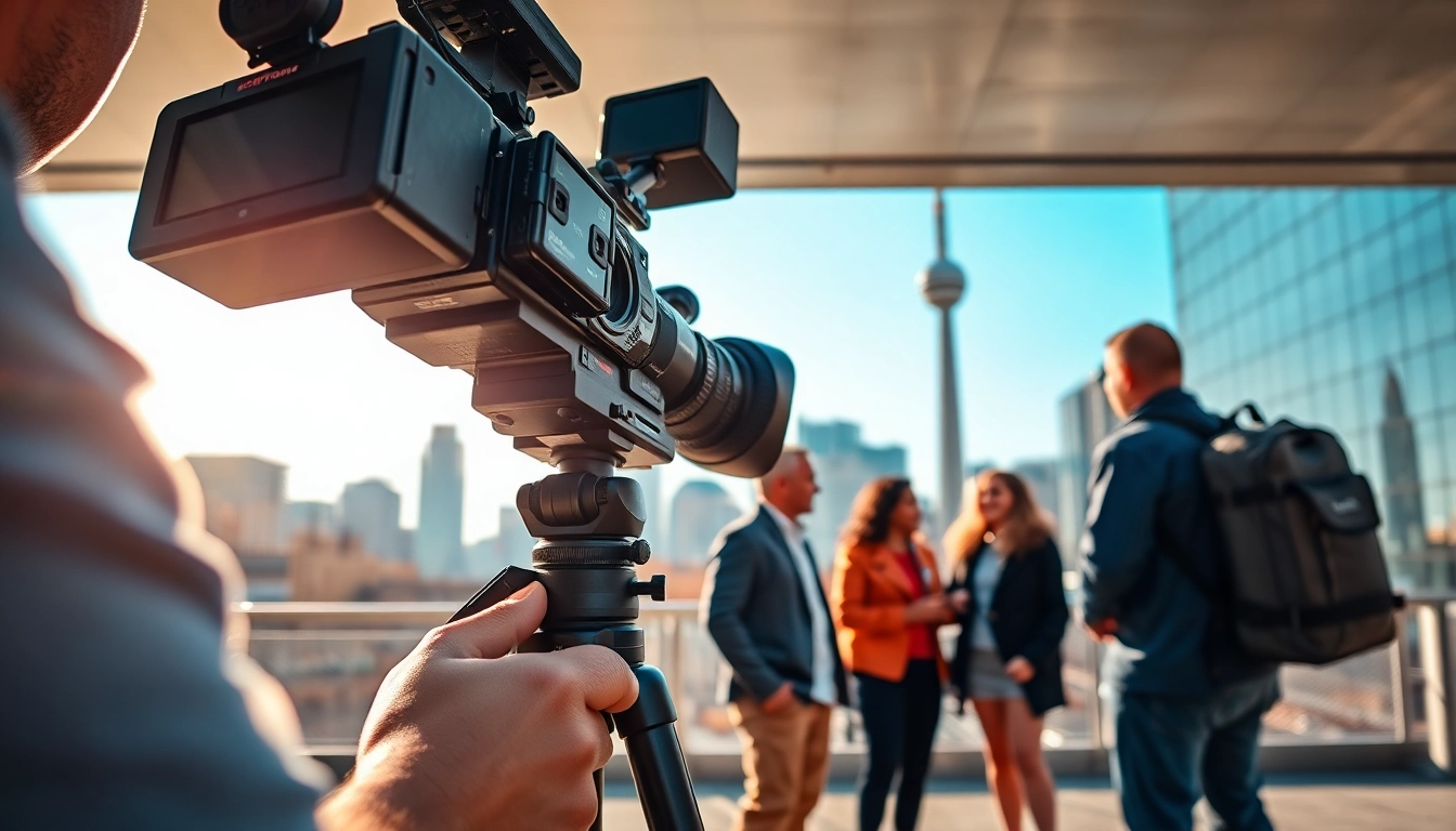 Capture dynamic Creative Video Shoots Toronto with professionals collaborating in an urban setting.