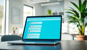 Engaging website chatbot interface on a laptop, enhancing customer interaction experience.