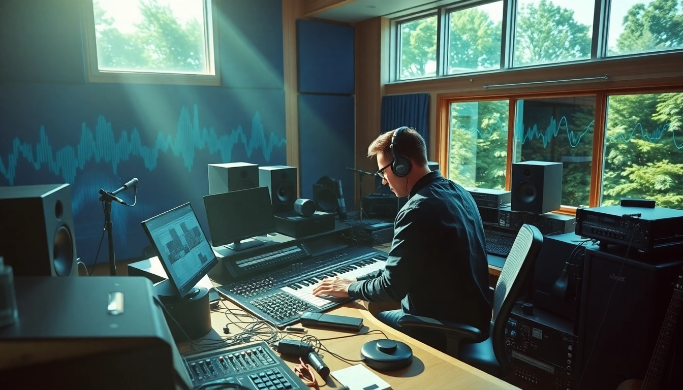 Engaging scene of music pitching in a vibrant studio, showcasing dynamic creativity.