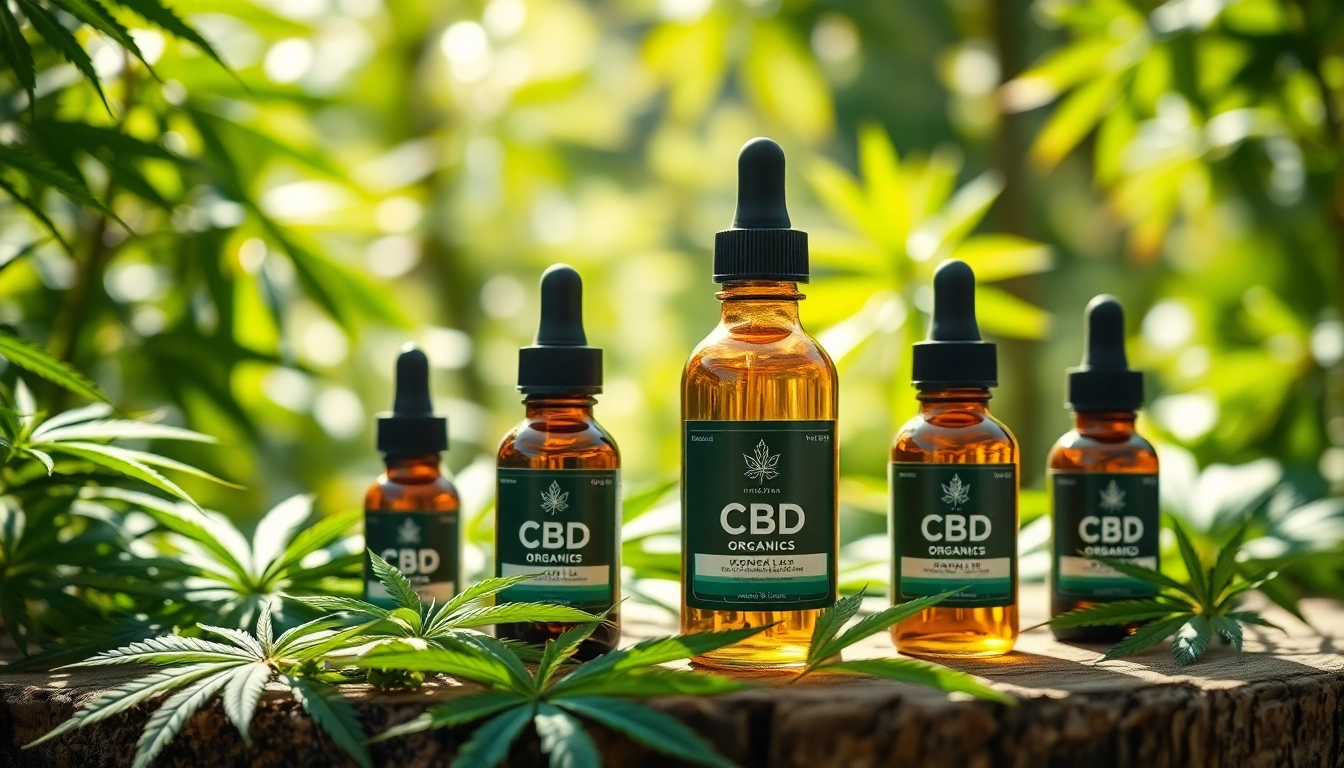 Showcase of cbd organics products on a wooden table, highlighting natural ingredients and beauty.