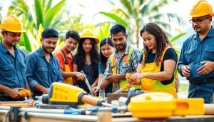Individuals learning practical skills at trade schools in Hawaii through hands-on training.