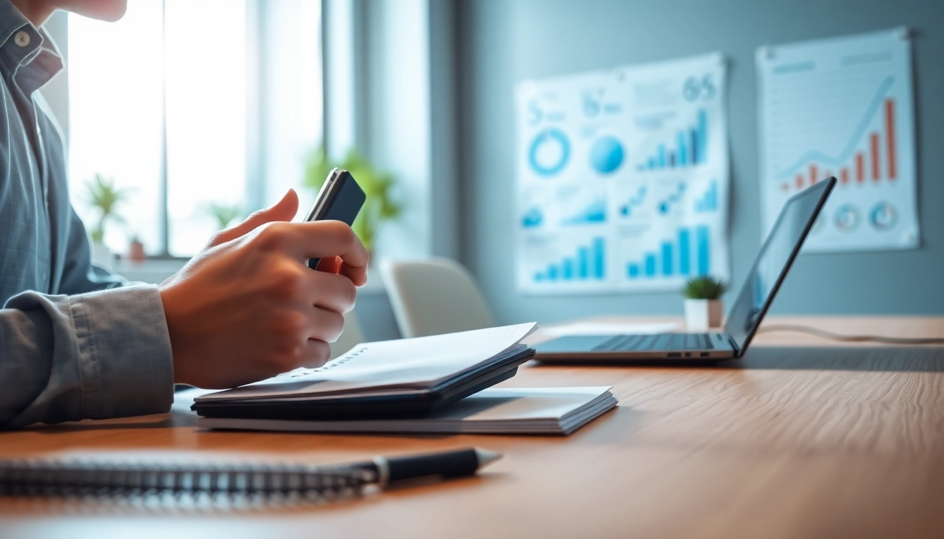 Engaging in Telephone Data Collection with an interviewer in a modern office setting.
