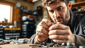 Creating a new Lost Car Key in an automotive locksmith workshop with tools and precision equipment.