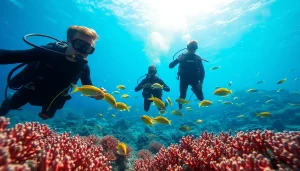 Dive into vibrant marine life while diving in San Pedro Belize, surrounded by colorful coral reefs.