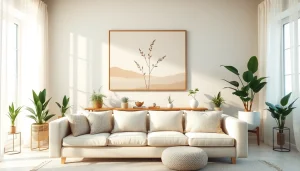 Enhance your space with neutral boho artwork highlighting a serene interior design.
