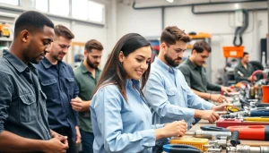 Students actively learning at trade schools in southern California, showcasing diverse hands-on training experiences.