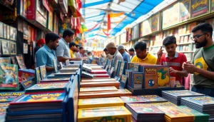 Showcase of Pokémon TCG cards in India, highlighting colorful booster packs and a vibrant marketplace.