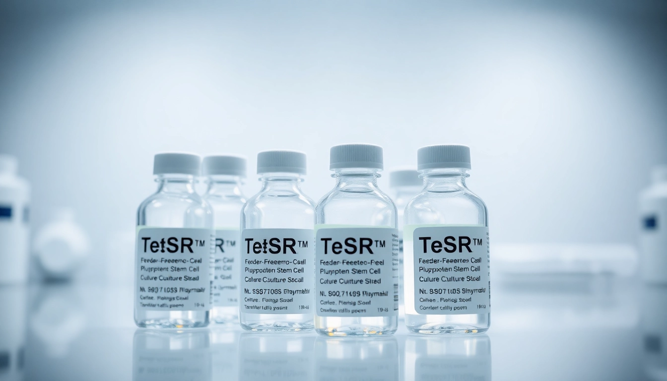 All check: Inspecting TeSR™ Feeder-Free Pluripotent Stem Cell media in a research lab setting.
