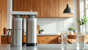 Install a full home water filtration system in a stylish kitchen with stainless steel components.