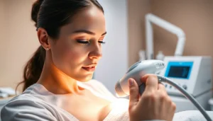 Experience professional laser hair removal techniques in a modern spa setting.
