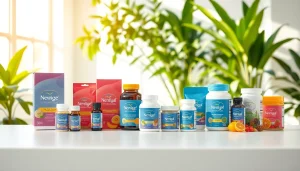 Showcase of nutritional products from https://newimage.world/ against an inviting green backdrop.