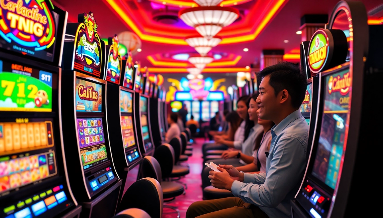 เล่นสล็อต BETFLIK ในคาสิโนที่มีผู้เล่นมีความสุขและบรรยากาศที่ตื่นเต้น