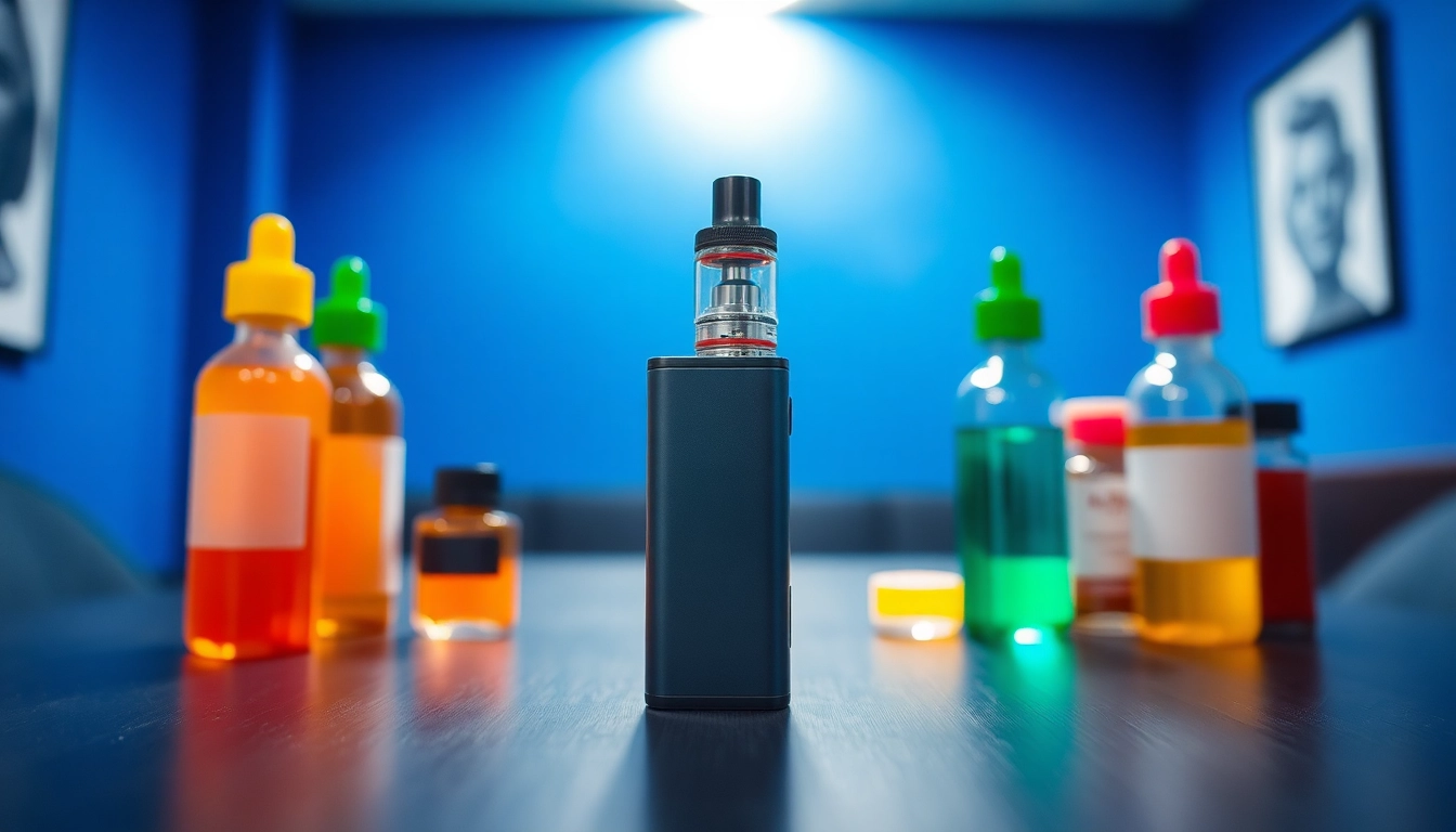 Explore the sleek puff vape device with vibrant e-liquid bottles in a contemporary setting