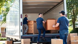 Movers Calgary team efficiently loading furniture into a truck during a residential move.