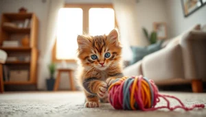Adopt Maine Coon kittens for sale California; adorable playful kitten with colorful yarn.