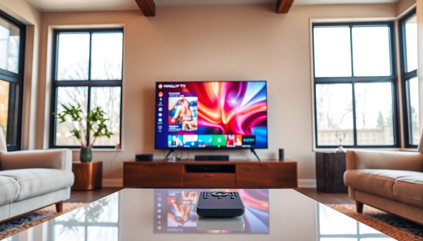 Regarder Code iptv gratuit sur un téléviseur moderne dans un salon contemporain.