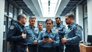 Enhance safety with professional security services Cardiff in action within an office