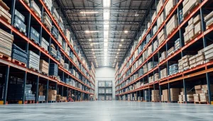 Mayorista industrial abasteciendo productos tecnológicos y de construcción en un almacén organizado.