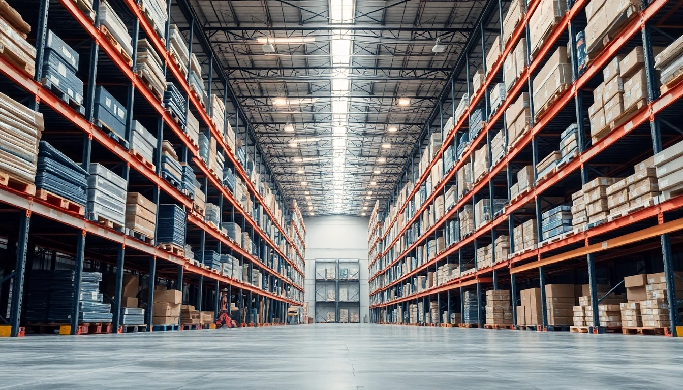 Mayorista industrial abasteciendo productos tecnológicos y de construcción en un almacén organizado.