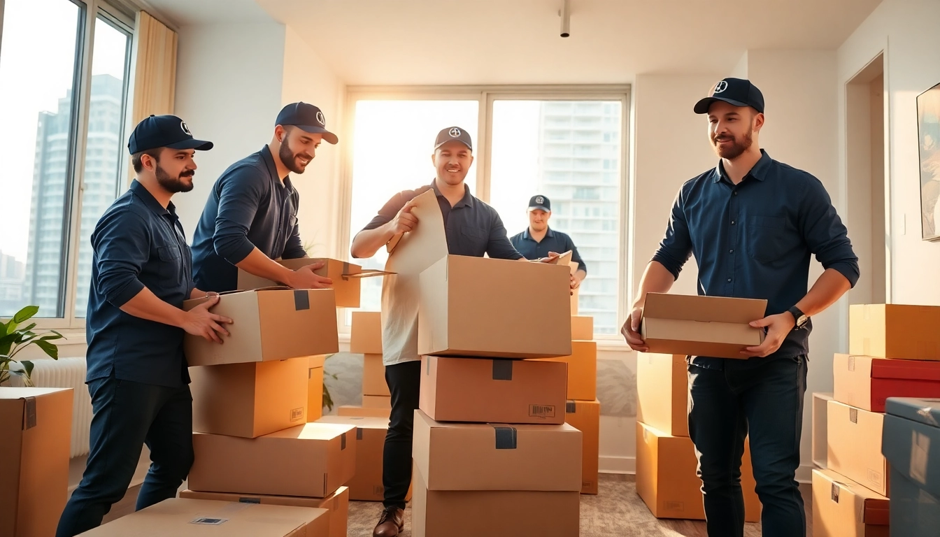 Efficient moving services in Toronto with professional movers organizing a modern apartment.