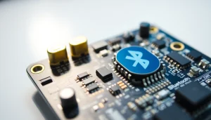 Explore the Bluetooth module with intricate components designed for IoT applications.