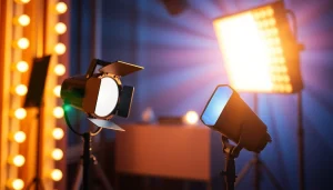 Illuminate creative environments with a striking quasar light setup showcasing sleek LED features.