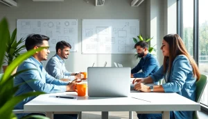 Showcase of kansas city web design team creating innovative websites in a collaborative office.
