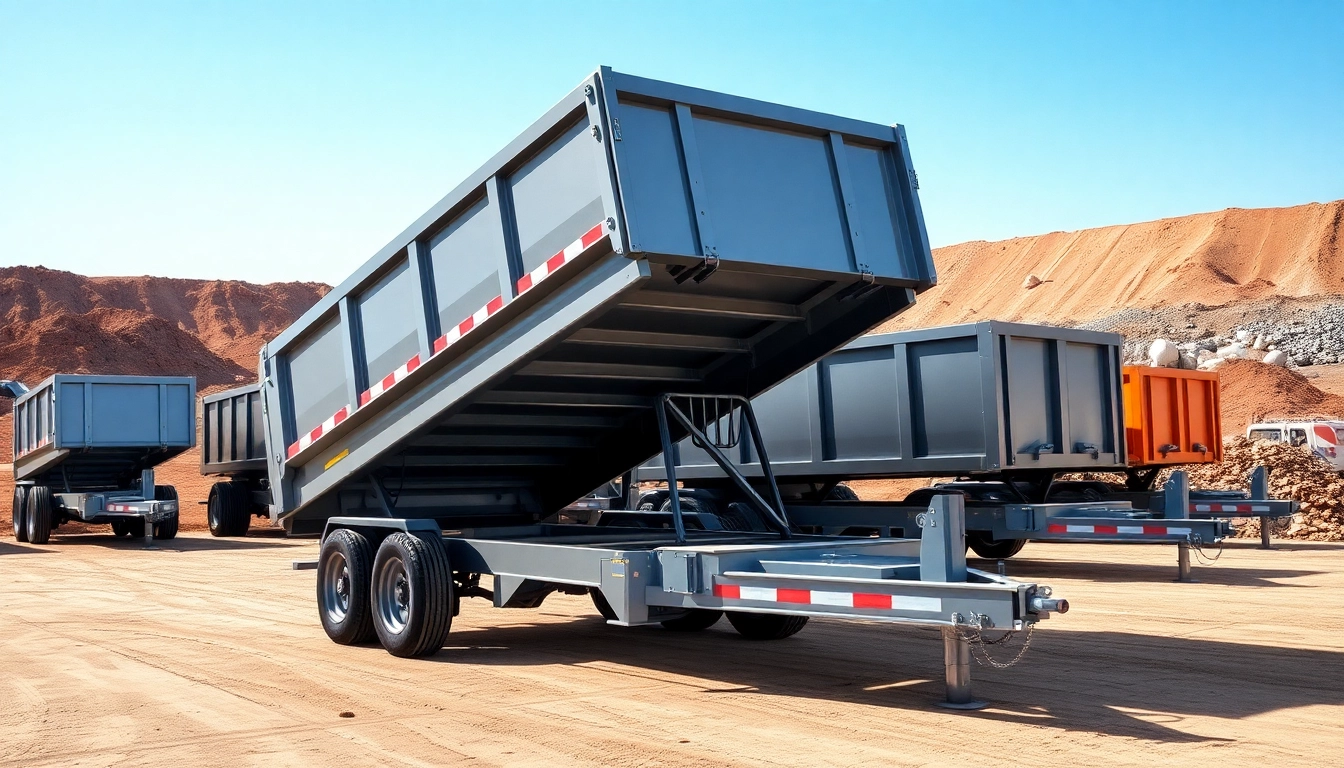 Explore hydraulic dump trailers for sale showcasing various sizes and robust designs.
