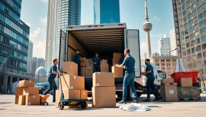 Efficient moving company Toronto team packing urban items into the truck with organization and professionalism.