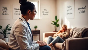 Engaging support during a session focused on dealing with depression in a calming environment.