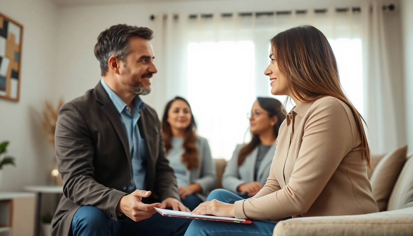 Empowering relationship coach guiding a couple towards effective communication.