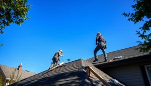 Roof repair Vancouver Wa professionals fixing a roof, showcasing expertise and attention to detail.