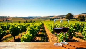 Tasting wine at a scenic Winery Sacramento with lush vineyards and a rustic table setup.