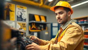 Electrician trade school Colorado student actively training with equipment.